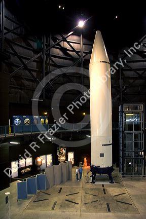 Rocket display at the United States Air Force Museum on Wright Patterson Air Force Base at Dayton, Ohio.