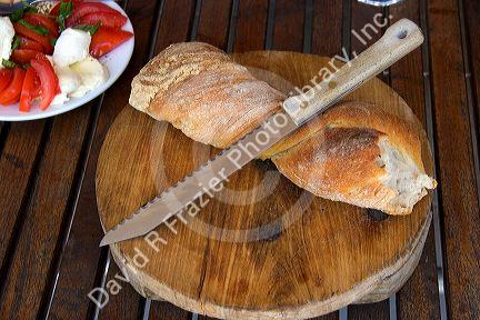 Brd and knief along with light lunch veggie plate in Switzerland.