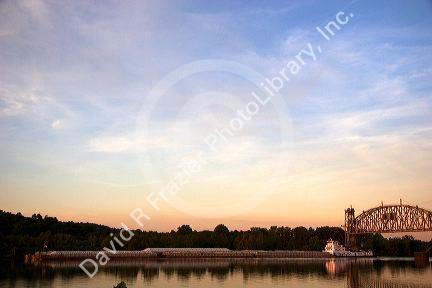 River barge and tug boat on the Arkansas River at Ft. Smith, Arkansas.