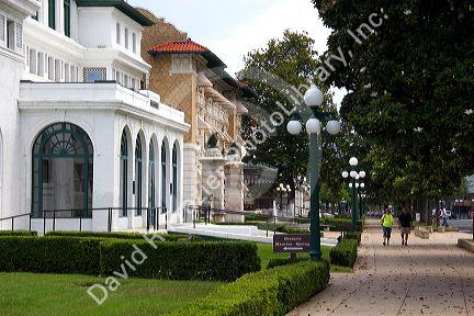 Historic bath house buildings in Hot Springs, Arkansas.