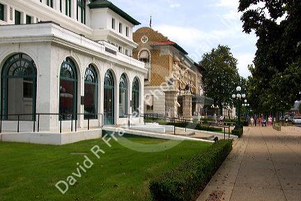 Historic bath house buildings in Hot Springs, Arkansas.