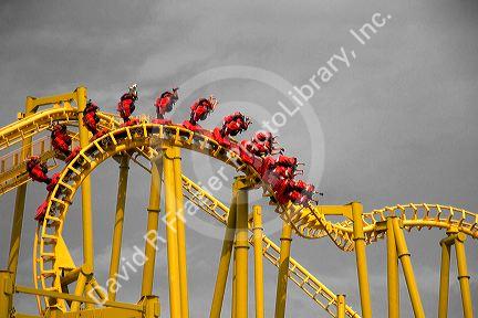 The Gauntlet roller coaster at Magic Springs theme park in Hot Springs, Arkansas.
