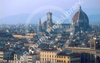 Cityscape of Florence, Italy.  The Duomo dominates the skyline.