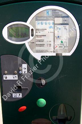 Parking pay station in the alpine village of Garmisch, Germany.