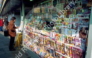 Newspaper, magazine kiosk newsstand in Venice, Italy.