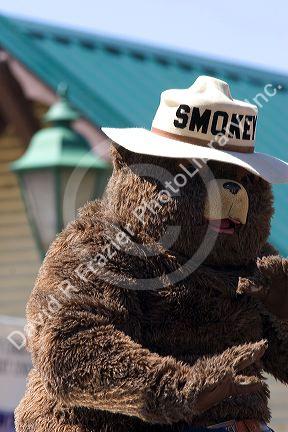 Smokey the Bear in a small town Fourth of July parade in Cascade, Idaho.