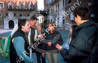 Italian teens talking in Verona, Italy.