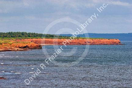 Red cliffs of Cape Orby, Prince Edward Island, Canada.