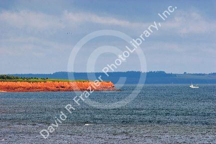 Red cliffs of Cape Orby, Prince Edward Island, Canada.
