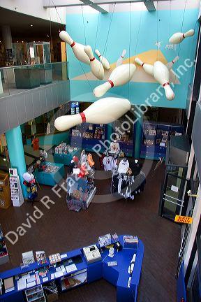 Interior of the International Bowling Museum and Hall of Fame in St. Louis, Missouri.