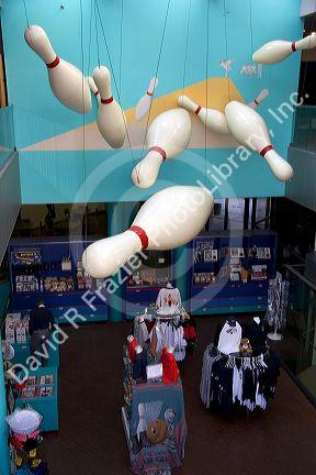 Interior of the International Bowling Museum and Hall of Fame in St. Louis, Missouri.