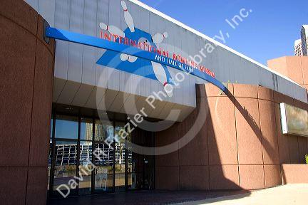 Entrance to the International Bowling Museum and Hall of Fame in St. Louis, Missouri.