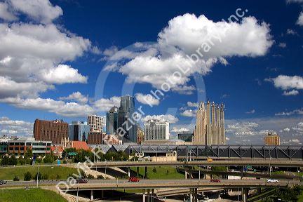The cityscape and I-35 interchange of Kansas City, Missouri.
