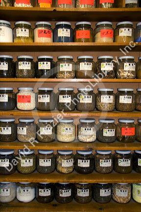 Chinese herbal shop in Chinatown, Chicago, Illinois.