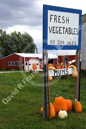 A farm selling fresh vegetables near Mansfield, Indiana.