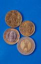 Euro dollar coins from France, Spain, Germany.