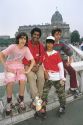 Ethnic diverse group of teenagers hanging out in Paris, France.