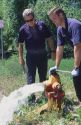 Firefighters test a fire hydrant.
