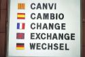 Signage for money exchange in France.