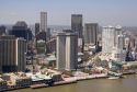 Aerial view of  riverfront and cityscape of New Orleans, Louisiana.