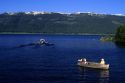 People fishing and boating on Cascade Lake, Idaho.