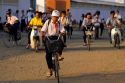 Students leave school on bicycle and scooters in Vung Tau, Vietnam.