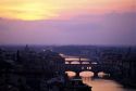 The Arno River and Florence, Italy at sunset.
