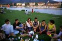Germans having a picnic along the Neckar River in Heidelberg, Germany.
