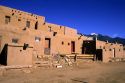 Adobe indian pueblo buildings in Taos, New Mexico.