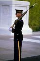 A soldier guards the Tomb of The Unknown Soldier in Washington DC.
