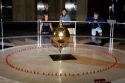 Children watch an earth pendulum at the Museum of American History in Washington DC.