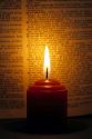 A lit candle.