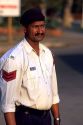 A traffic police officer in Delhi, India.