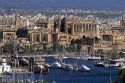 Cathedral and overview of Palma de Majorca, Spain.