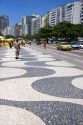 Wave pattern sidewalk at the Copacabana Beach in Rio de Janeiro, Brazil.