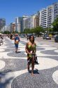 Wave pattern sidewalk at the Copacabana Beach in Rio de Janeiro, Brazil.