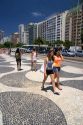 Wave pattern sidewalk at the Copacabana Beach in Rio de Janeiro, Brazil.