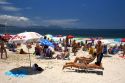 Beach scene at the Copacabana Beach in Rio de Janeiro, Brazil.