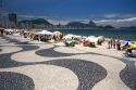 Wave pattern sidewalk at the Copacabana Beach in Rio de Janeiro, Brazil.