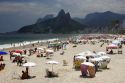 Visitors at the Ipanema Beach in Rio de Janeiro, Brazil.