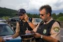 Brazilian federal police at the scene of a traffic accident near Sao Paulo, Brazil.