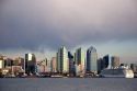 San Diego cityscape and cruise ship, California.