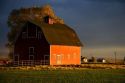 Barn near Burley, Idaho at sunset.
