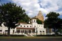 Historic bath house buildings in Hot Springs, Arkansas.