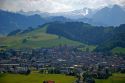 A view of the alpine village Einsiedeln, Switzerland.