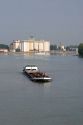 Barge on the Rhine River between France and Germany near Frieberg, Germany.
