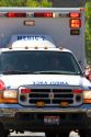 Ambulance driving in a small town Fourth of July parade in Cascade, Idaho.