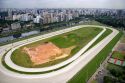 Aerial view of the Jaquei Club de Sao Paulo race track in Sao Paulo, Brazil.