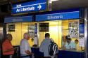 People buying tickets at a subway station in Sao Paulo, Brazil.