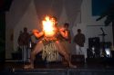A man dances with fire at a nightclub in Sao Paulo, Brazil.